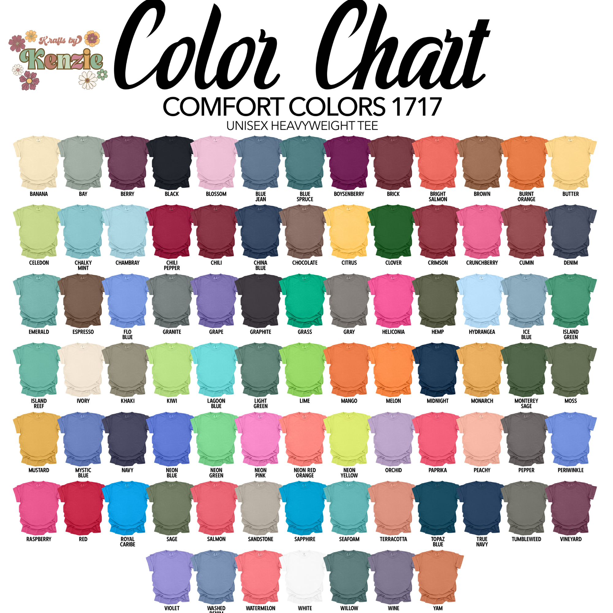 Comfort Colors 1717, Heavyweight Tee, colors